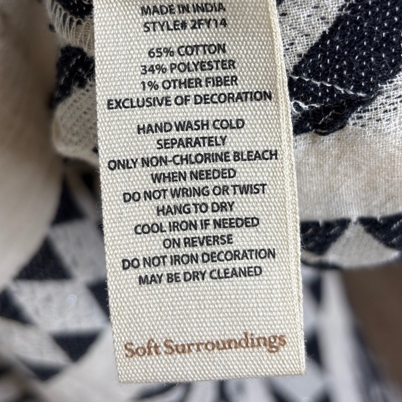 Soft Surroundings Rhea Black Cream Gold Beaded Caftan Dress Women's Size L - Picture 16 of 16